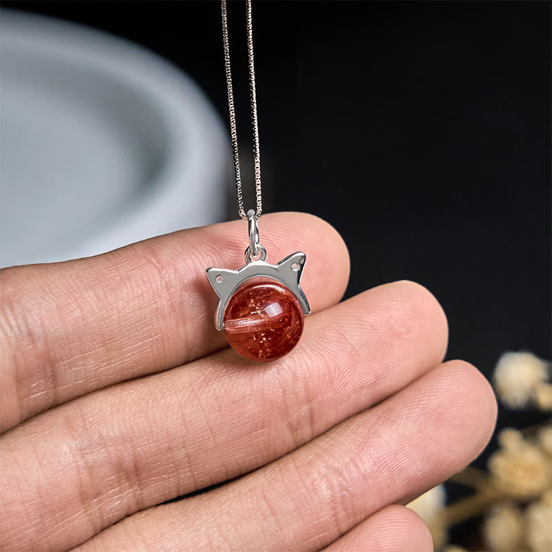 Buddha Stones925スターリングシルバー 天然ゴールド 花火 スーパーセブン クリスタル キャットネックレス ペンダント - image 3