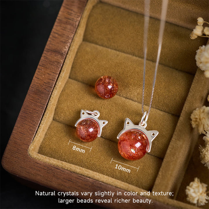 Buddha Stones925スターリングシルバー 天然ゴールド 花火 スーパーセブン クリスタル キャットネックレス ペンダント - image 4