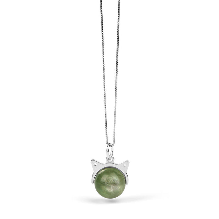 Buddha Stones 925スターリングシルバー 天然グリーンレピドライト 猫用守護ネックレスペンダント - image 6