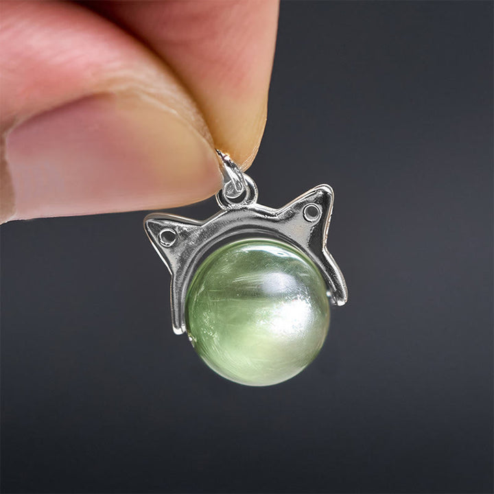 Buddha Stones 925スターリングシルバー 天然グリーンレピドライト 猫用守護ネックレスペンダント - image 5