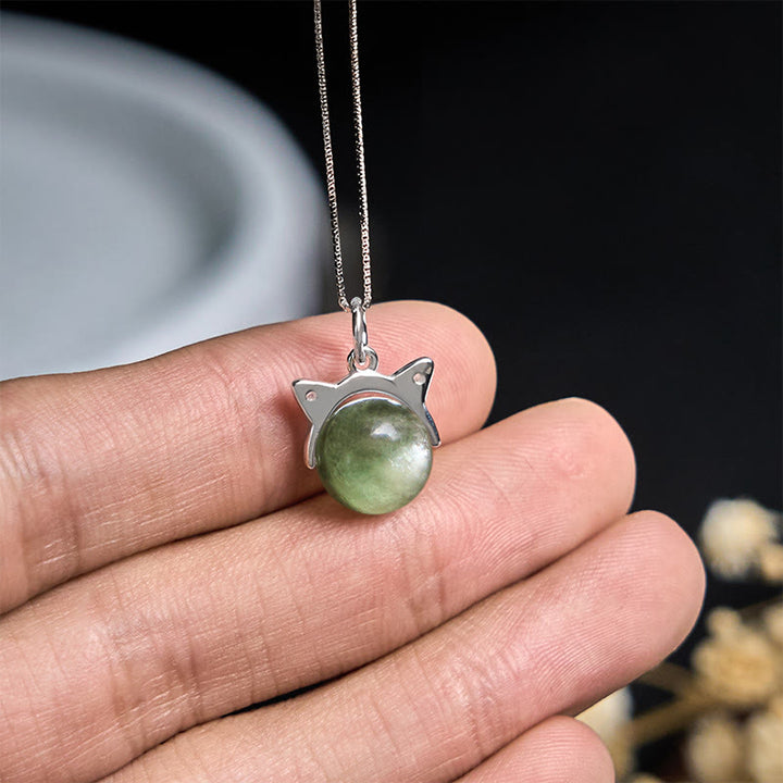 Buddha Stones 925スターリングシルバー 天然グリーンレピドライト 猫用守護ネックレスペンダント - image 4