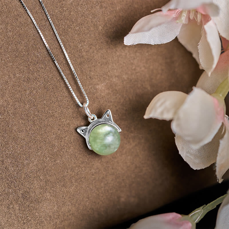 Buddha Stones 925スターリングシルバー 天然グリーンレピドライト 猫用守護ネックレスペンダント - image 2