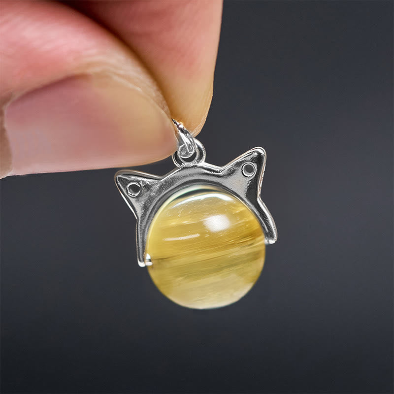 Buddha Stones925スターリングシルバー 天然ゴールデンレピドライト 猫の豊かさのネックレスペンダント - image 5