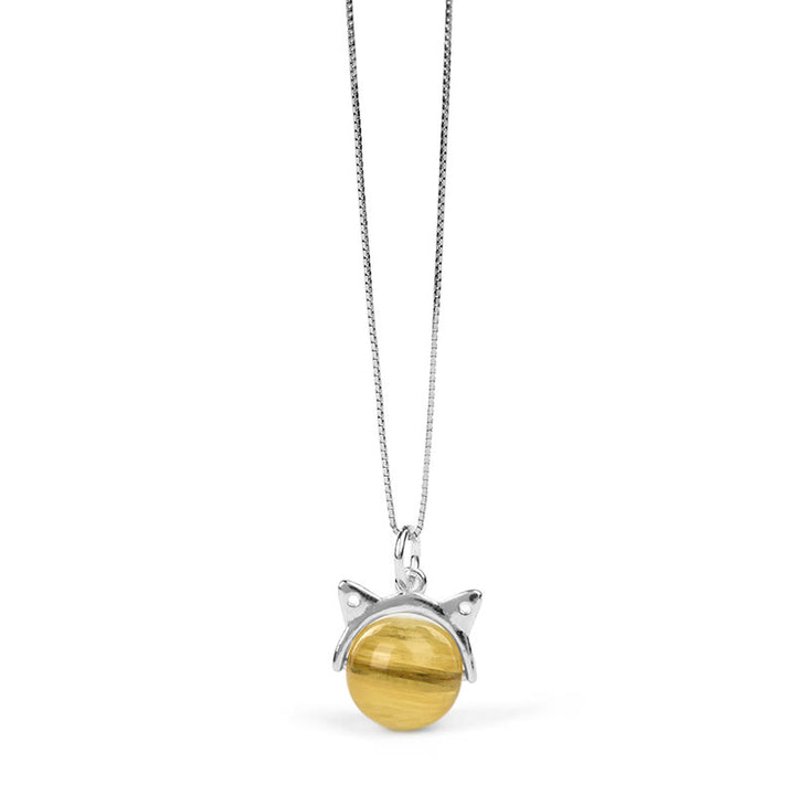 Buddha Stones925スターリングシルバー 天然ゴールデンレピドライト 猫の豊かさのネックレスペンダント - image 6