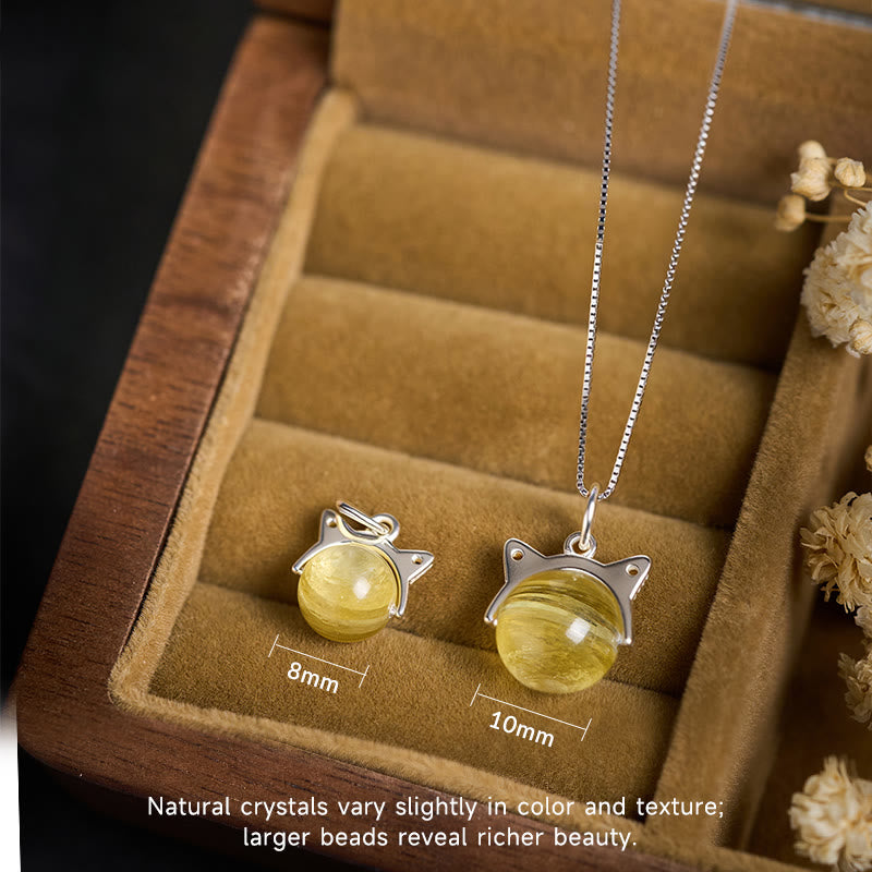 Buddha Stones925スターリングシルバー 天然ゴールデンレピドライト 猫の豊かさのネックレスペンダント - image 3