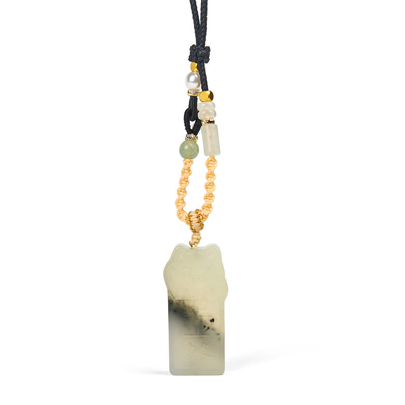 Buddha Stones天然秀岩翡翠猫ロープネックレスペンダント - image 7