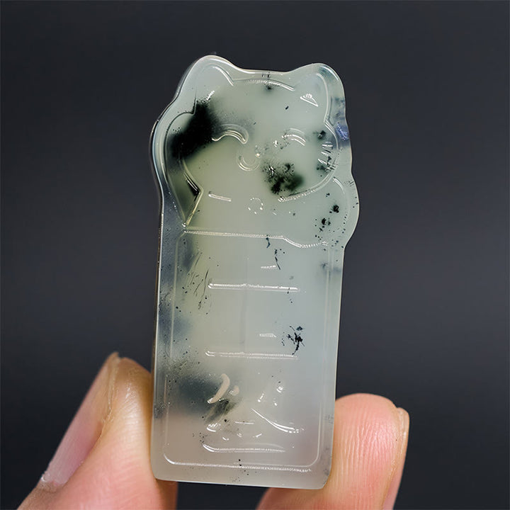 Buddha Stones天然秀岩翡翠猫ロープネックレスペンダント - image 5