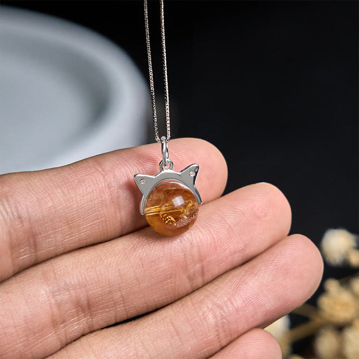 Buddha Stones925スターリングシルバー 天然シトリン 猫の豊かさのネックレスペンダント - image 4