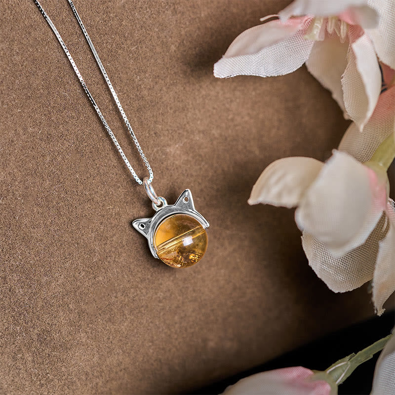 Buddha Stones925スターリングシルバー 天然シトリン 猫の豊かさのネックレスペンダント - image 2