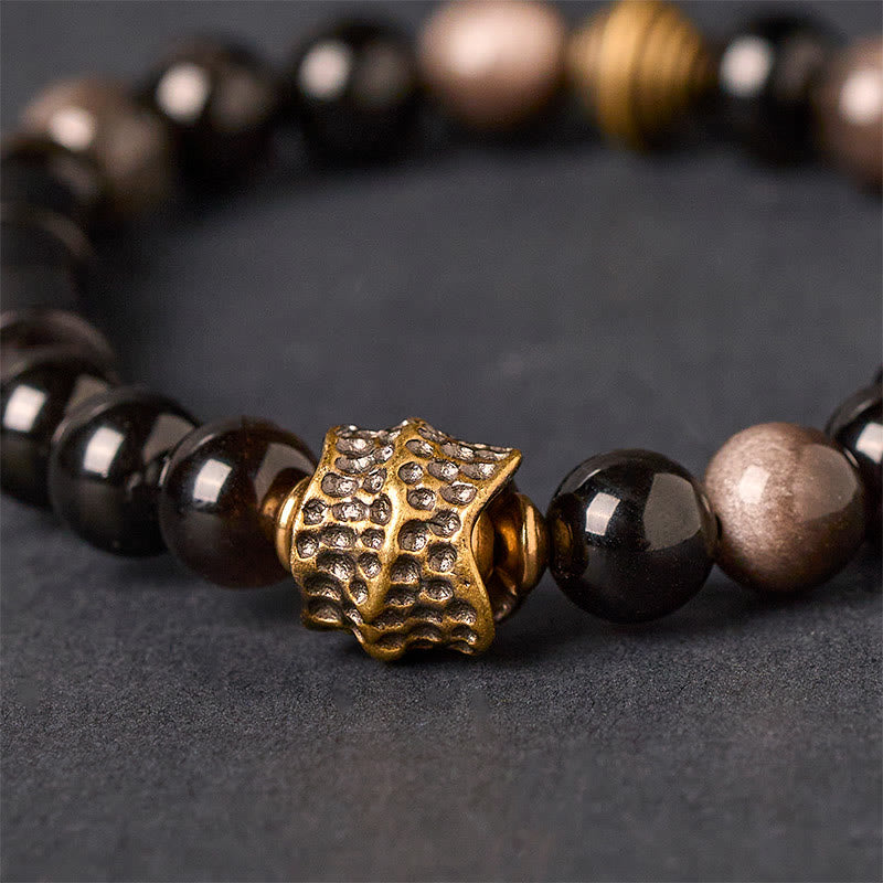 Buddha Stonesシルバーシーンオブシディアンエボニー守護ブレスレット - image 2