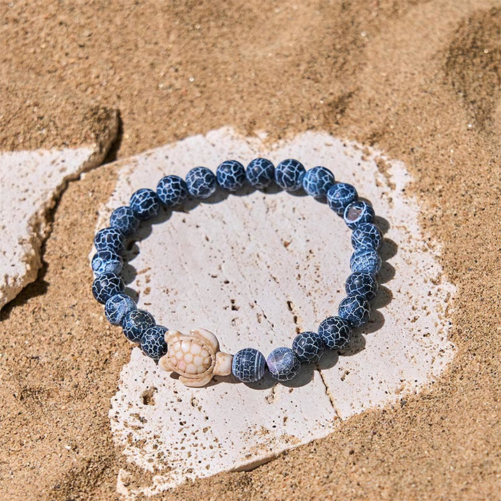 Buddha Stones天然石 ウミガメ ターコイズ クラックルアゲート 知恵のブレスレット - image 5