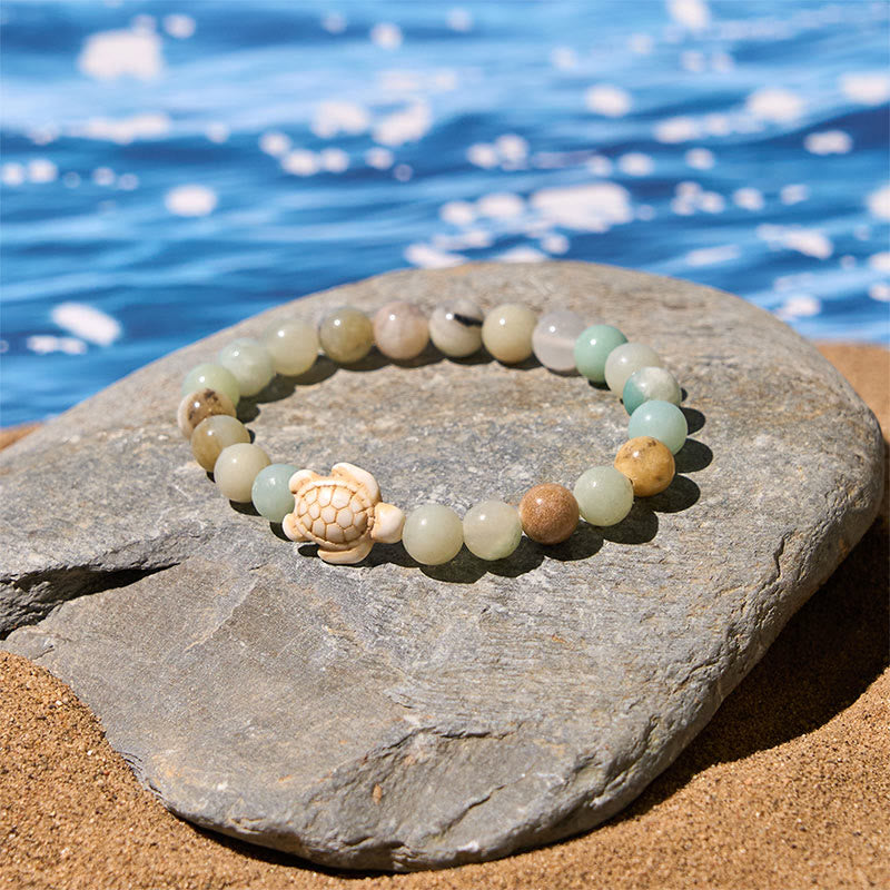 Buddha Stones天然石 ウミガメ ターコイズ クラックルアゲート 知恵のブレスレット - image 14