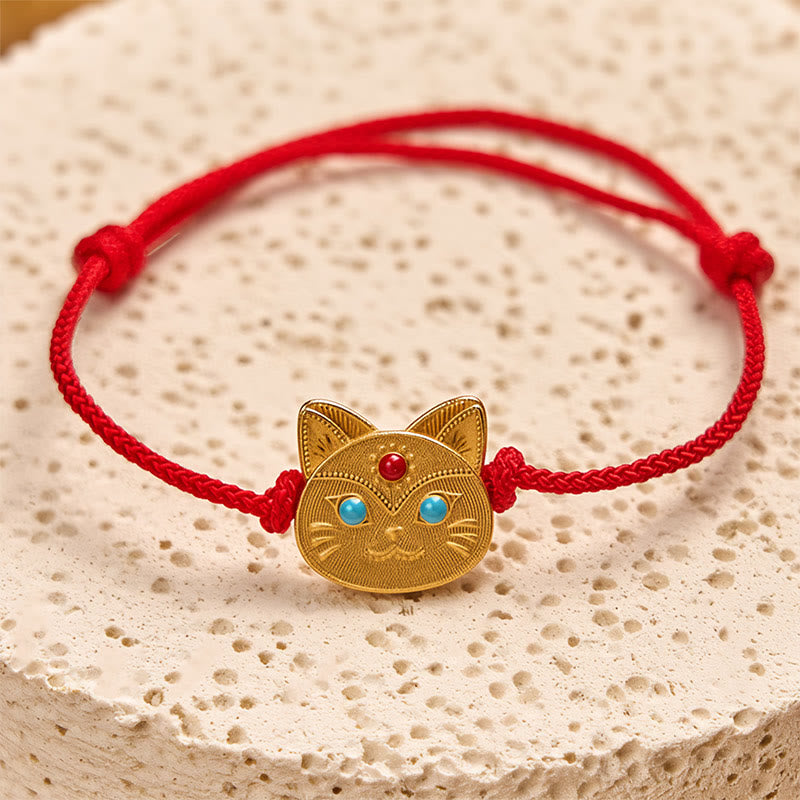 Buddha Stones925スターリングシルバー 猫の赤紐ブレスレット - image 2