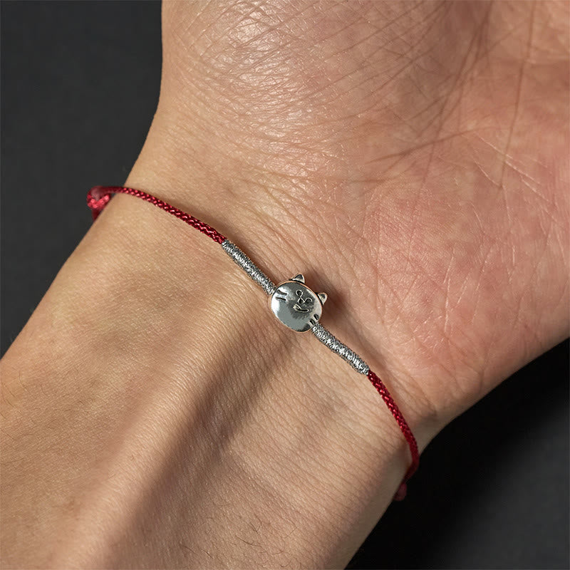 Buddha Stones925スターリングシルバー キュートな猫の赤紐編みブレスレット - image 10