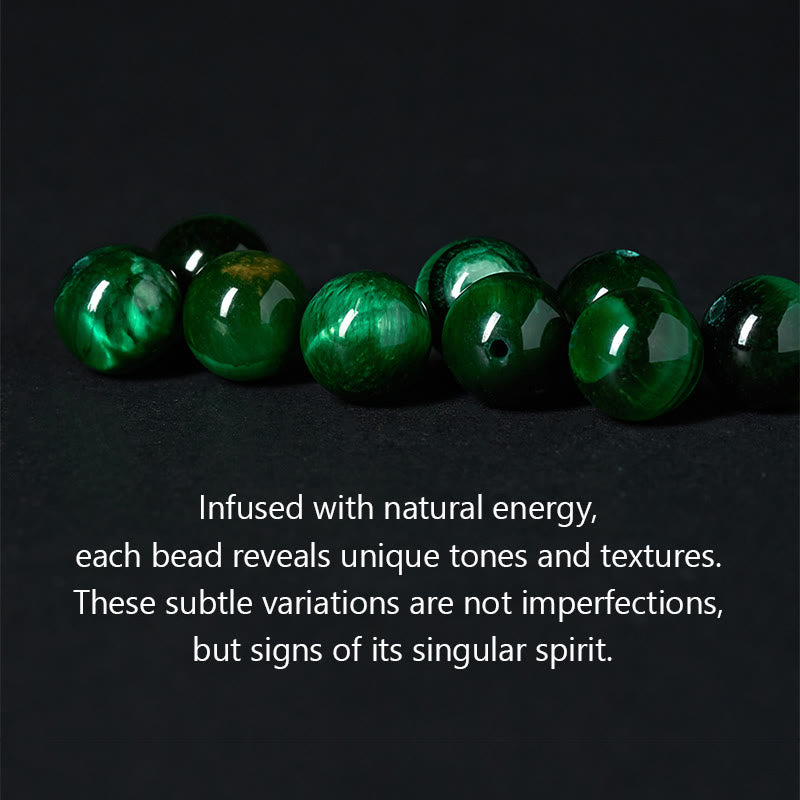 Buddha Stones天然グリーンタイガーオーム・マニ・パドメ・フムポジティブ強さブレスレット - image 6