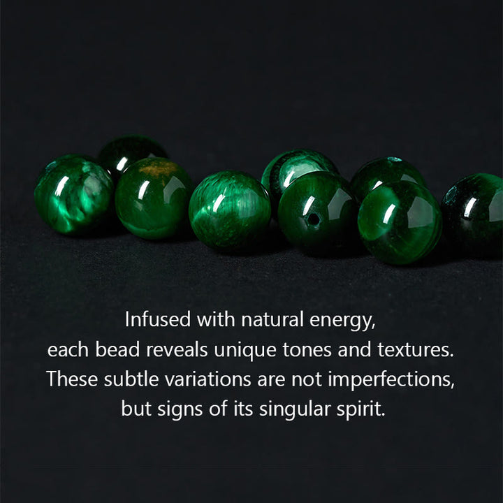 Buddha Stones天然グリーンタイガーオーム・マニ・パドメ・フムポジティブ強さブレスレット - image 6