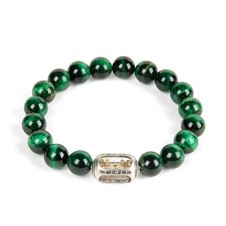 Buddha Stones天然グリーンタイガーオーム・マニ・パドメ・フムポジティブ強さブレスレット - image 4