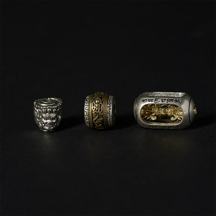 Buddha Stonesシルバーシーンオブシディアン タイガーオーム・マニ・パドメ・フム三面仏幸運を呼ぶブレスレット - image 10