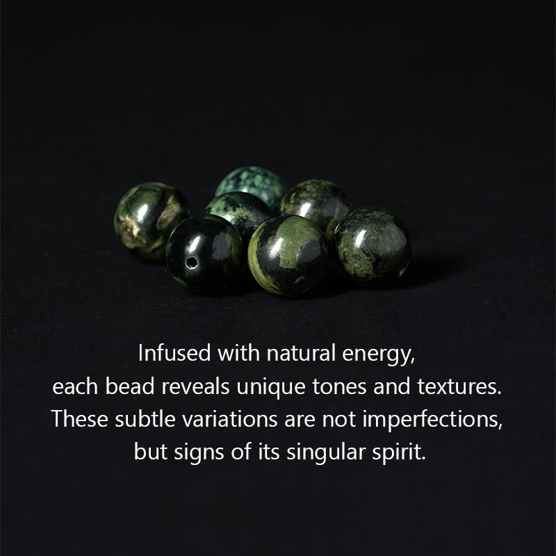 Buddha Stonesナチュラル グレー ジャスパー カンバンバ ジャスパーオーム・マニ・パドメ・フム無形の仏ヒーリング ブレスレット - image 5