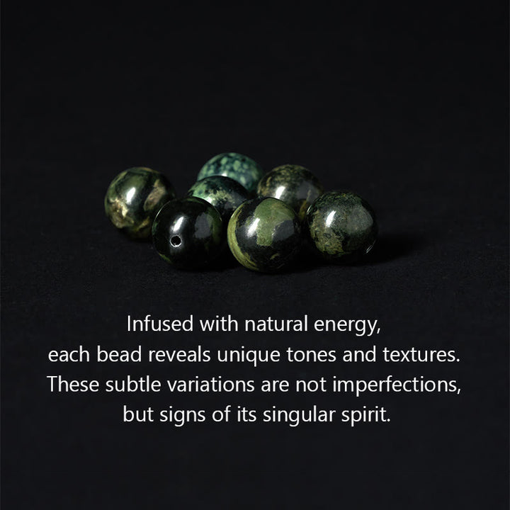Buddha Stonesナチュラル グレー ジャスパー カンバンバ ジャスパーオーム・マニ・パドメ・フム無形の仏ヒーリング ブレスレット - image 5