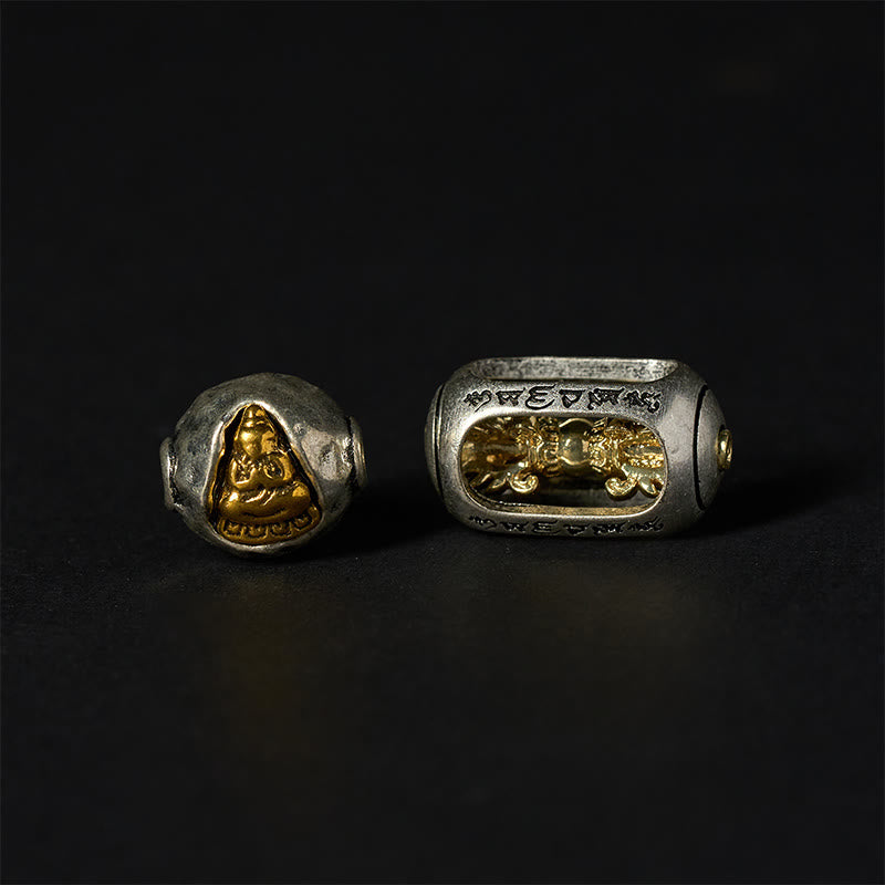 Buddha Stonesナチュラル グレー ジャスパー カンバンバ ジャスパーオーム・マニ・パドメ・フム無形の仏ヒーリング ブレスレット - image 6