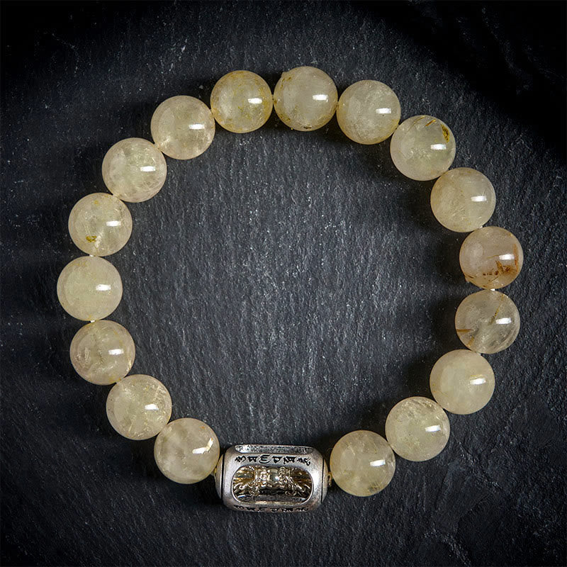 Buddha Stones天然シトリン「オーム・マニ・パドメ・フム」豊かさのブレスレット - image 1