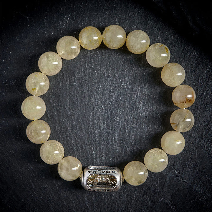 Buddha Stones天然シトリン「オーム・マニ・パドメ・フム」豊かさのブレスレット - image 1