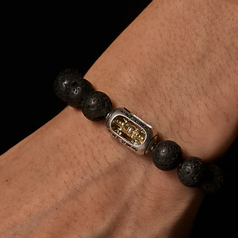 Buddha Stones天然溶岩石オーム・マニ・パドメ・フムドルジェ バジュラ ヒーリング ブレスレット - image 2