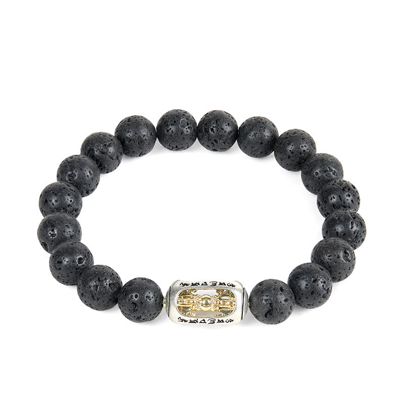 Buddha Stones天然溶岩石オーム・マニ・パドメ・フムドルジェ バジュラ ヒーリング ブレスレット - image 4