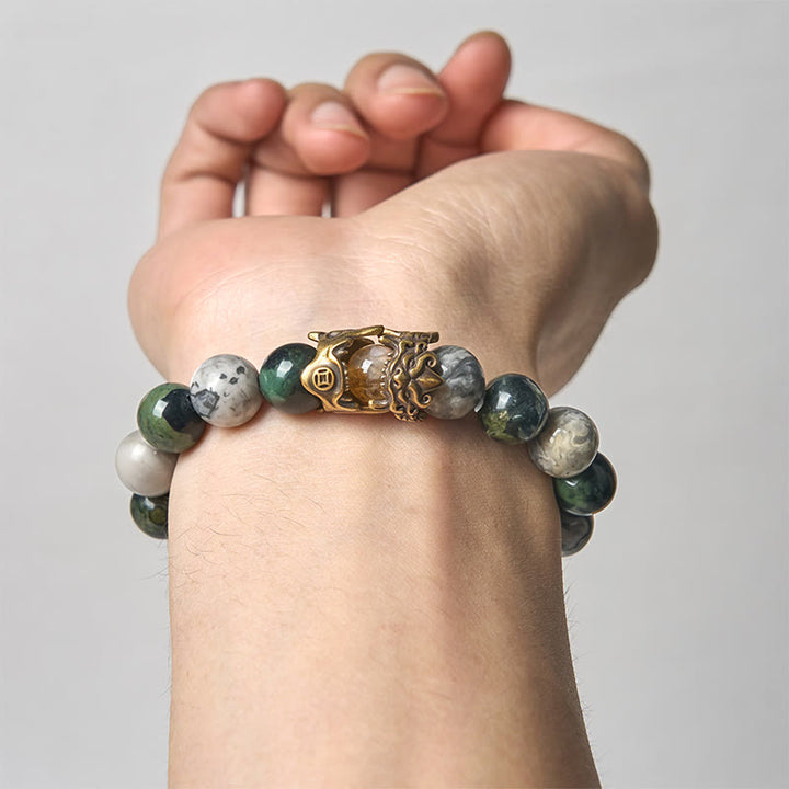 Buddha Stones天然グレージャスパー カンバンバジャスパー シトリン 馬の干支 貔貅守護ブレスレット - image 3