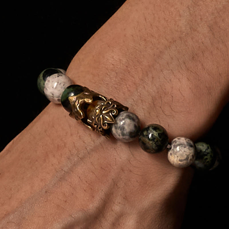 Buddha Stones天然グレージャスパー カンバンバジャスパー シトリン 馬の干支 貔貅守護ブレスレット - image 2