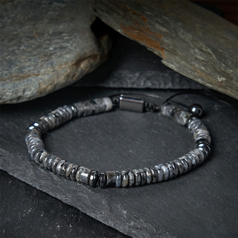 Buddha Stonesスモール ブラックオブシディアン グリーンアベンチュリン グレージャスパー タイガーアイ 強さのロープブレスレット - image 1