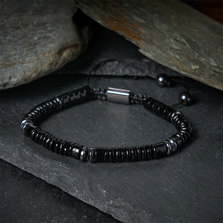 Buddha Stonesスモール ブラックオブシディアン グリーンアベンチュリン グレージャスパー タイガーアイ 強さのロープブレスレット - image 1