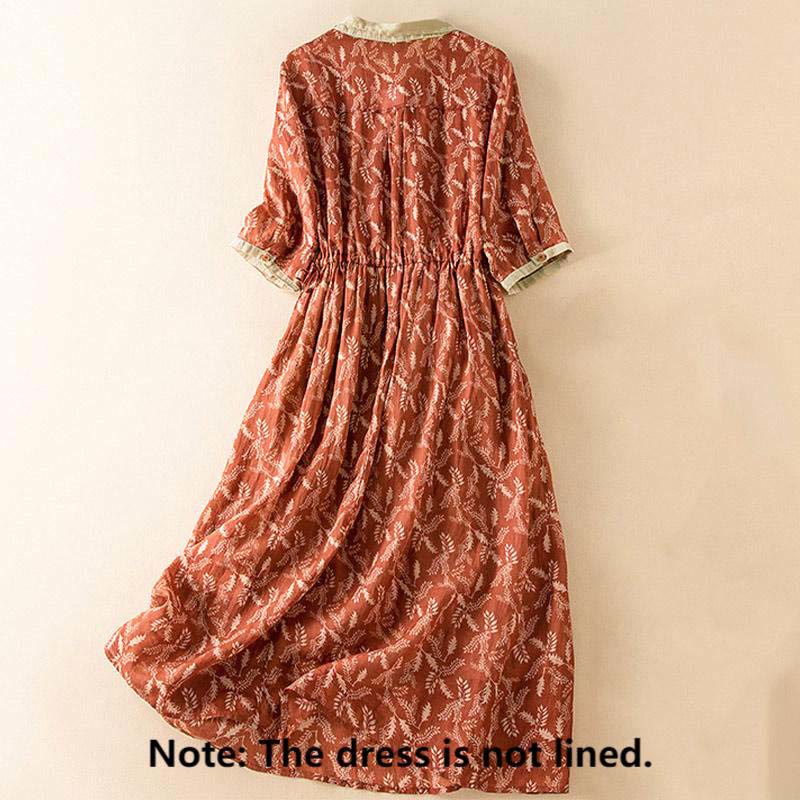 Buddha Stonesハーフスリーブ カラーコントラスト 花柄 ミディドレス ポケット付き - image 22