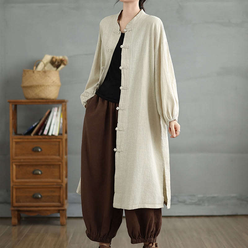 Buddha Stonesカジュアル フロッグボタン レディース コットンリネン コート ポケット付き - image 15