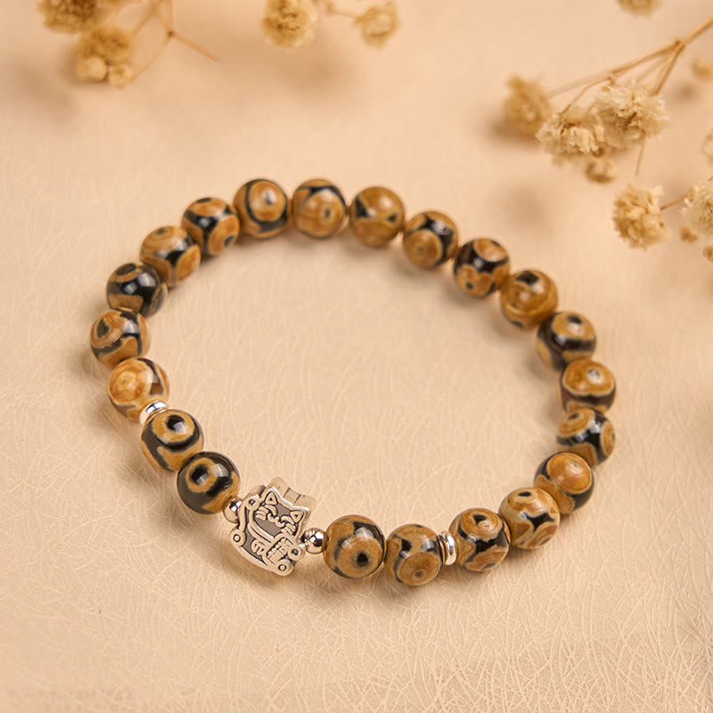 Buddha Stones925スターリングシルバー ブラウン タビーキャットストーンビーズ 祝福ブレスレット - image 3
