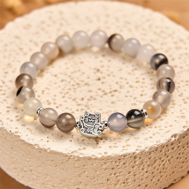 Buddha Stones 925スターリングシルバー キャリコキャット 天然瑪瑙石守護ブレスレット - image 3