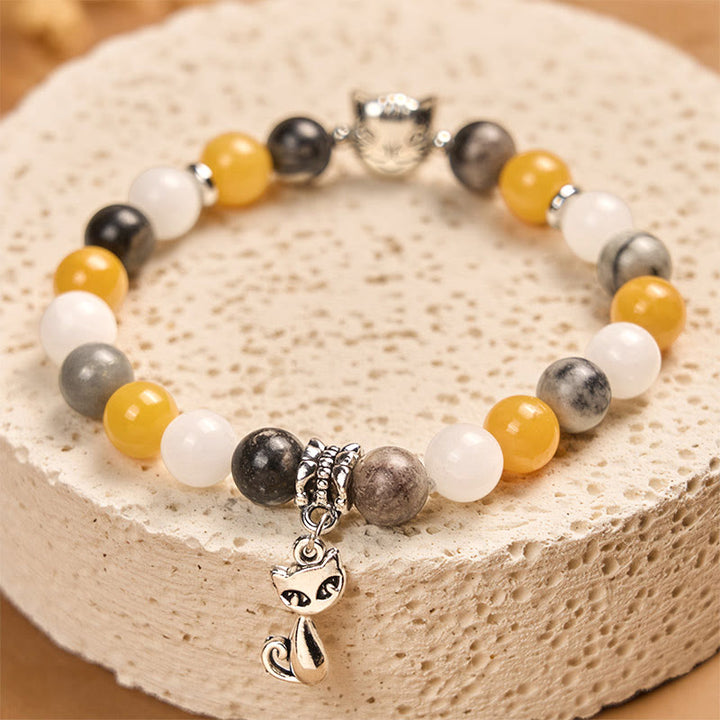 Buddha Stonesキャリコキャット ナチュラルグレージャスパー カルセドニービーズ ヒーリングブレスレット - image 2