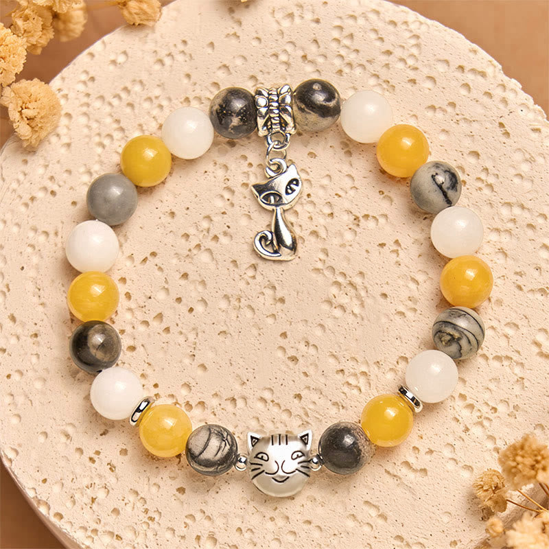Buddha Stonesキャリコキャット ナチュラルグレージャスパー カルセドニービーズ ヒーリングブレスレット - image 4