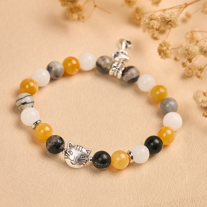Buddha Stonesキャリコキャット ナチュラルグレージャスパー カルセドニービーズ ヒーリングブレスレット - image 1