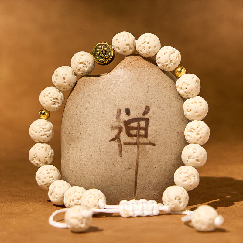 Buddha Stonesホワイトラバロック オムシンボル ヒーリング カームブレスレット - image 1