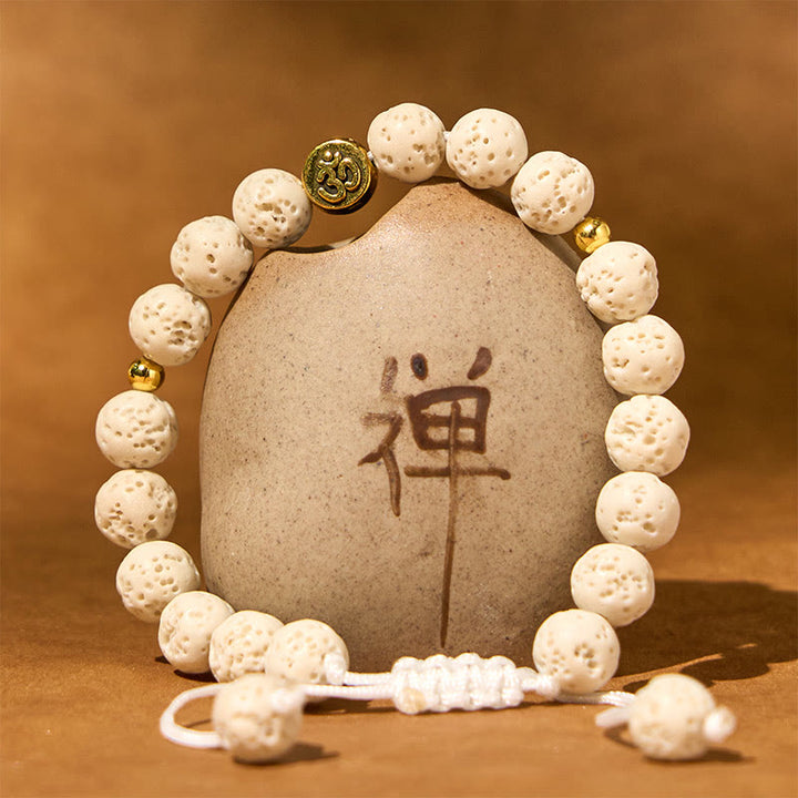 Buddha Stonesホワイトラバロック オムシンボル ヒーリング カームブレスレット - image 1
