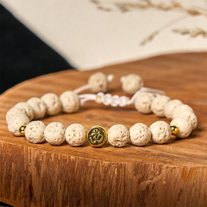 Buddha Stonesホワイトラバロック オムシンボル ヒーリング カームブレスレット - image 2