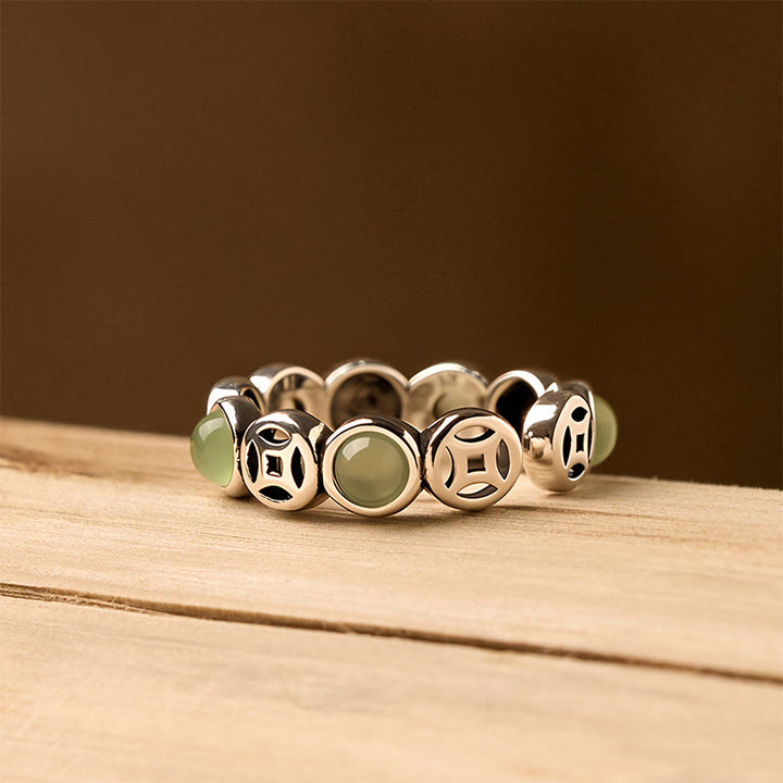 Buddha Stones翡翠 南赤瑪瑙 銅貨豊かさ幸運 オープンリング - image 2