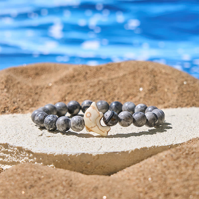 Buddha Stones天然石各種 イルカ スピリチュアルバランスブレスレット - グレージャスパー（手首周り：15～18cm） - image 16