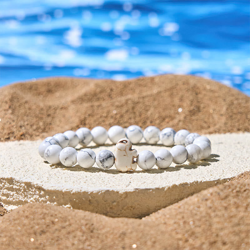 Buddha Stones天然石各種 象の霊力強さブレスレット - ホワイトターコイズ（手首周り：15～18cm） - image 9