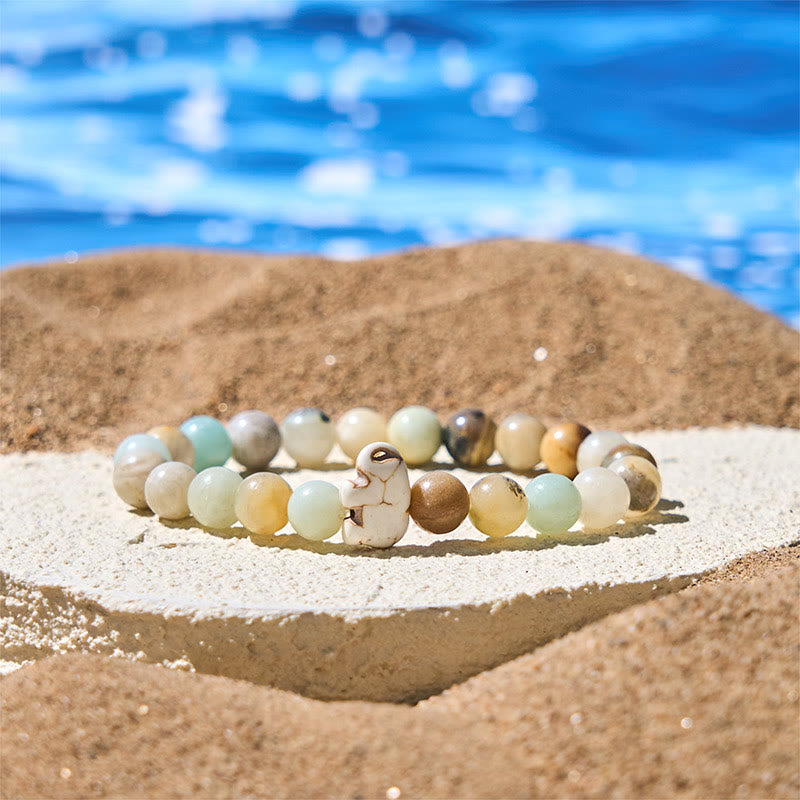 Buddha Stones天然石各種 象の霊力強さブレスレット - アマゾナイト（手首周り：15～18cm） - image 13