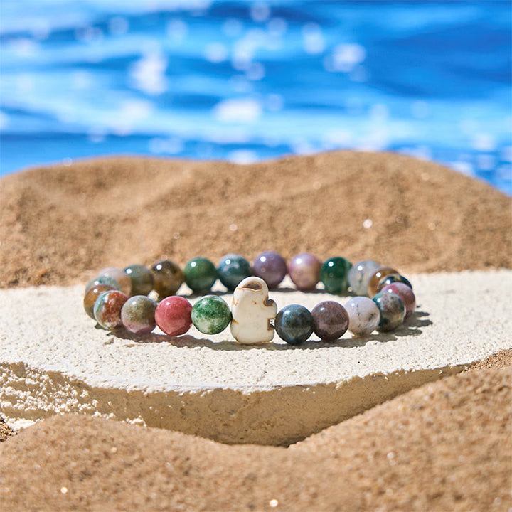 Buddha Stones天然石各種 象の霊力強さブレスレット - インドアゲート（手首周り：15～18cm） - image 29