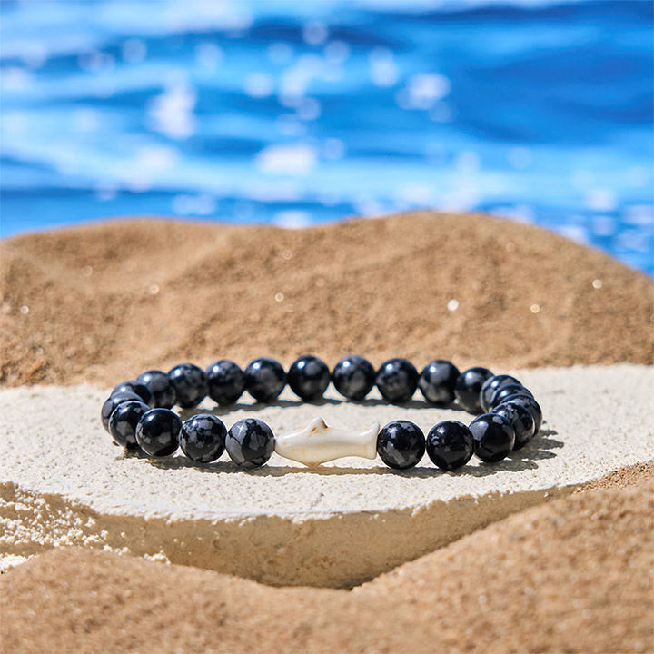 Buddha Stones天然瑪瑙石 鮫の知恵ブレスレット - グレーアゲート（手首周り：15～18cm） - image 0
