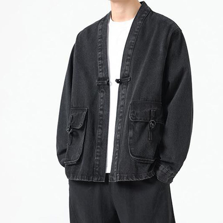 Buddha Stonesデニムボタンデザイン メンズ コットン 長袖ジャケット ポケット付き - image 6